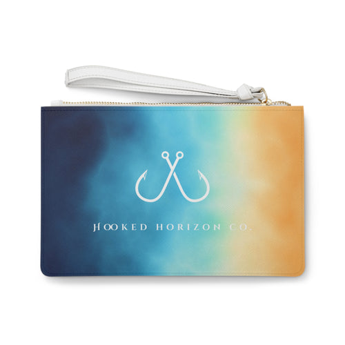 Bright Ombre Coastal Vibes Clutch Bag - Beach Accessory, Summer Essentials, Tote Organizer, Nautical Gift, Aqua Handbag