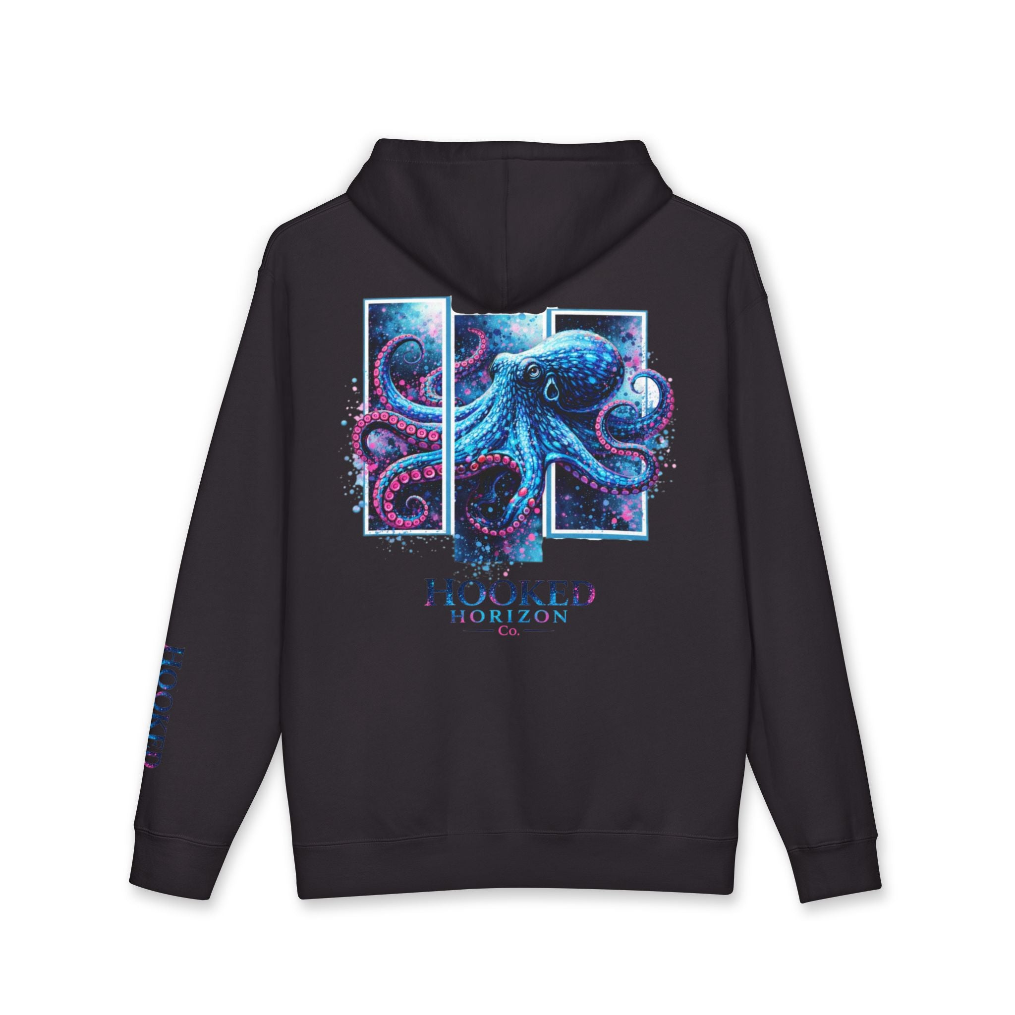 Octopus Hoodie Hooked Horizon Co. — Fishing Back Graphic Hoodie, Multiple Color Variations