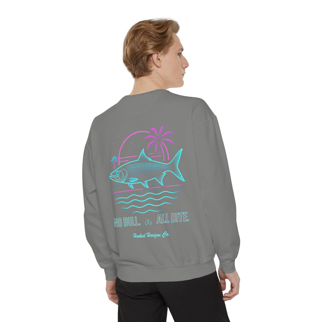 Vintage vibes Neon Tarpon Sweatshirt– Hooked Horizon Co. Ocean apparel, Gifts for Him & Her, Ocean Conservation, Soft Unisex Garment-Dyed Sweatshirt