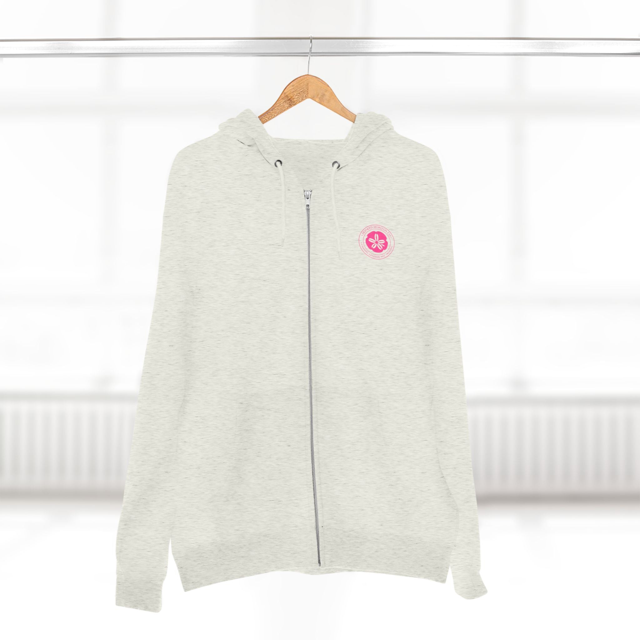 Pink Sand Dollar Tropical Flower Logo— Hooked Horizon Co. Zip-Up Hoodie