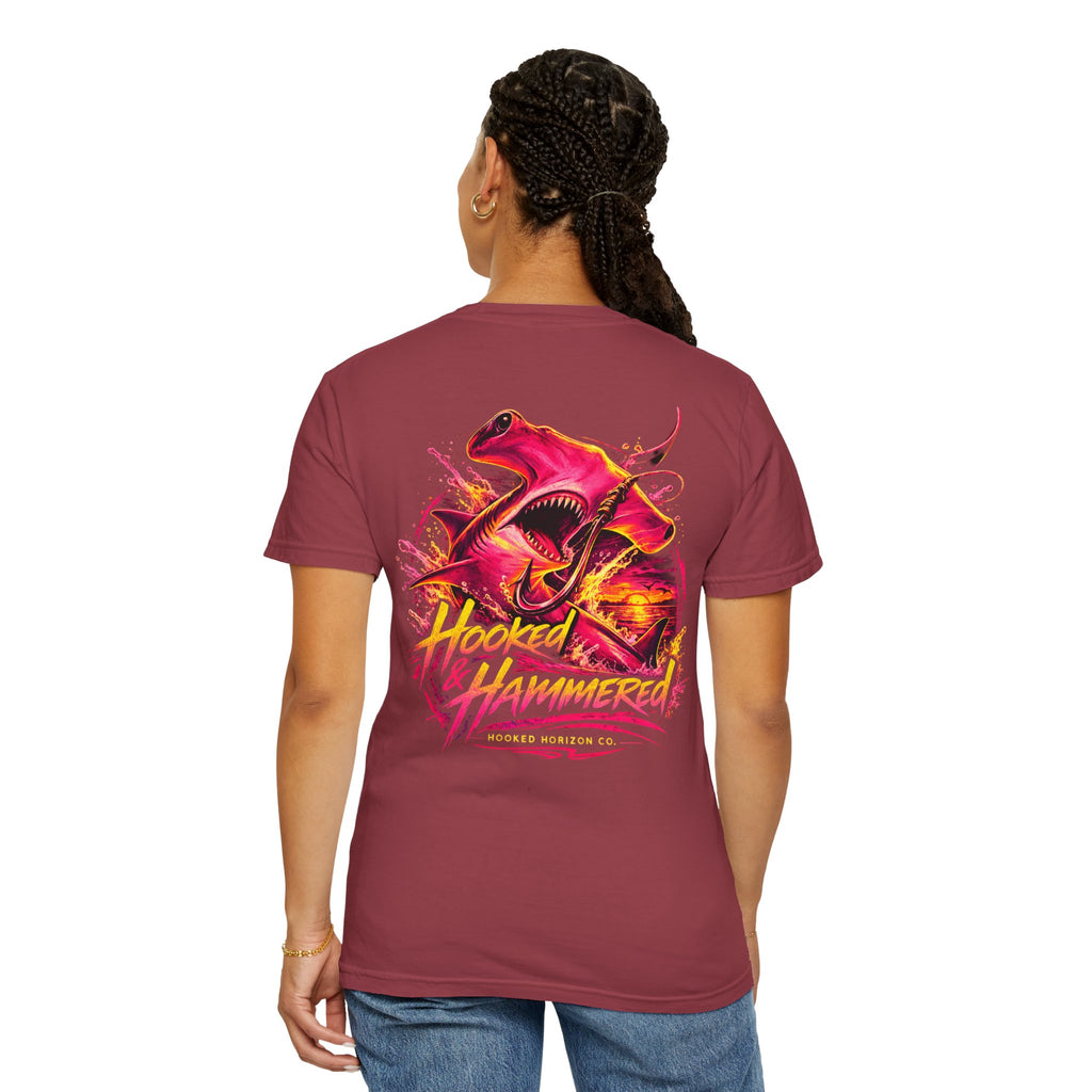 Hooked & Hammered Fishing T-shirt, Hooked Horizon Co, Angler Gifts, Shark Lovers