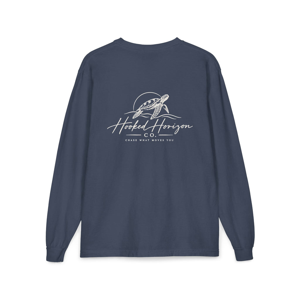 Turtle Hooked Horizon Co. – " Chase What Moves You "Unisex Long Sleeve Pocket T-Shirt