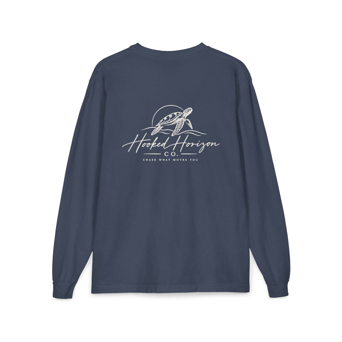 Turtle Hooked Horizon Co. – " Chase What Moves You "Unisex Long Sleeve Pocket T-Shirt