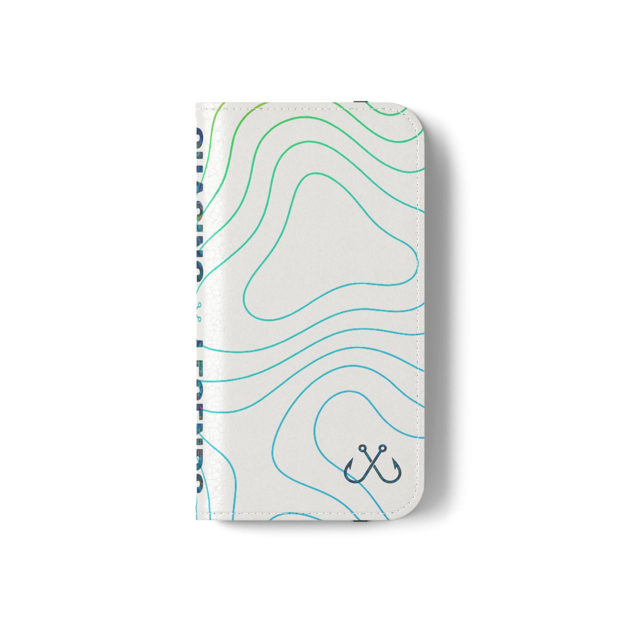 Ocean Topography Waves Flip Phone Case — Turquoise Water Pattern Wallet Cover