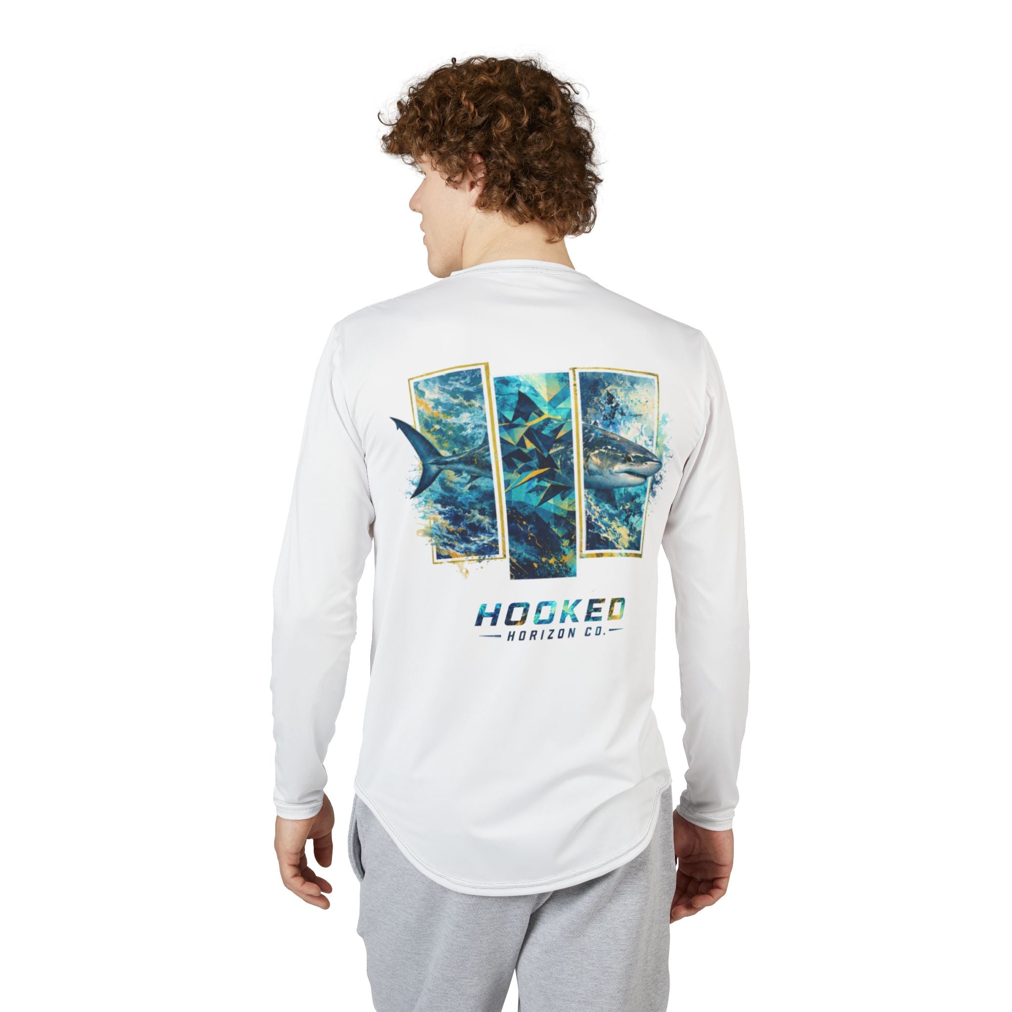Bull Shark Hooked Horizon Co — Men's Long Sleeve UV Shirt — Chasing Legends Not Trends Orca Ocean Graphic Performance Tee