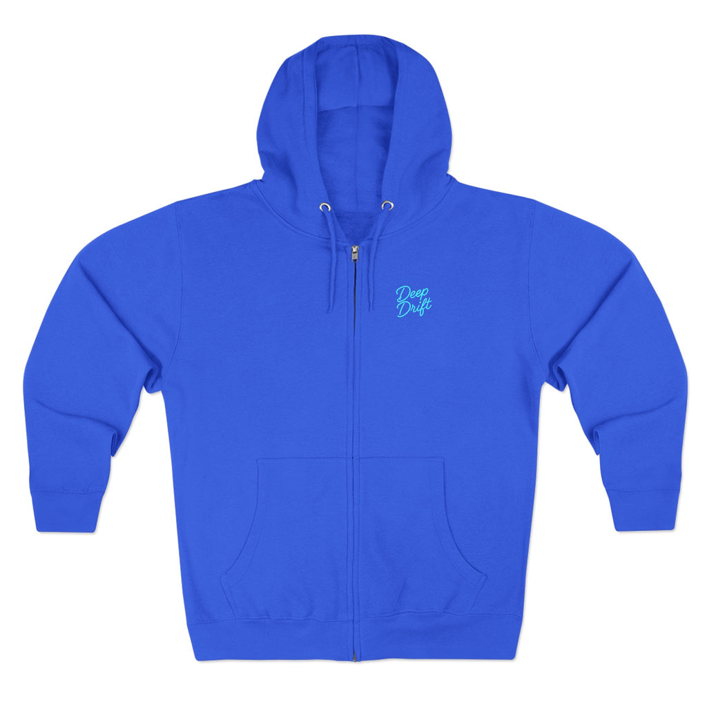 Wave & Sun Deep Drift– "Hooked By The Sea" Hooked Horizon Co. Unisex Zip Hoodie for Ocean Lovers, Nautical Fashion, Cool Weather Gear, Everyday Comfort, Perfect Gift