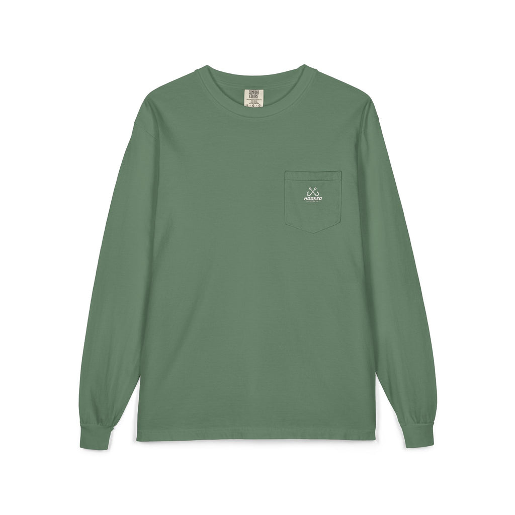 USA Manta Ray Hooked Horizon Co.  Classic Logo Unisex Long Sleeve Pocket T-Shirt