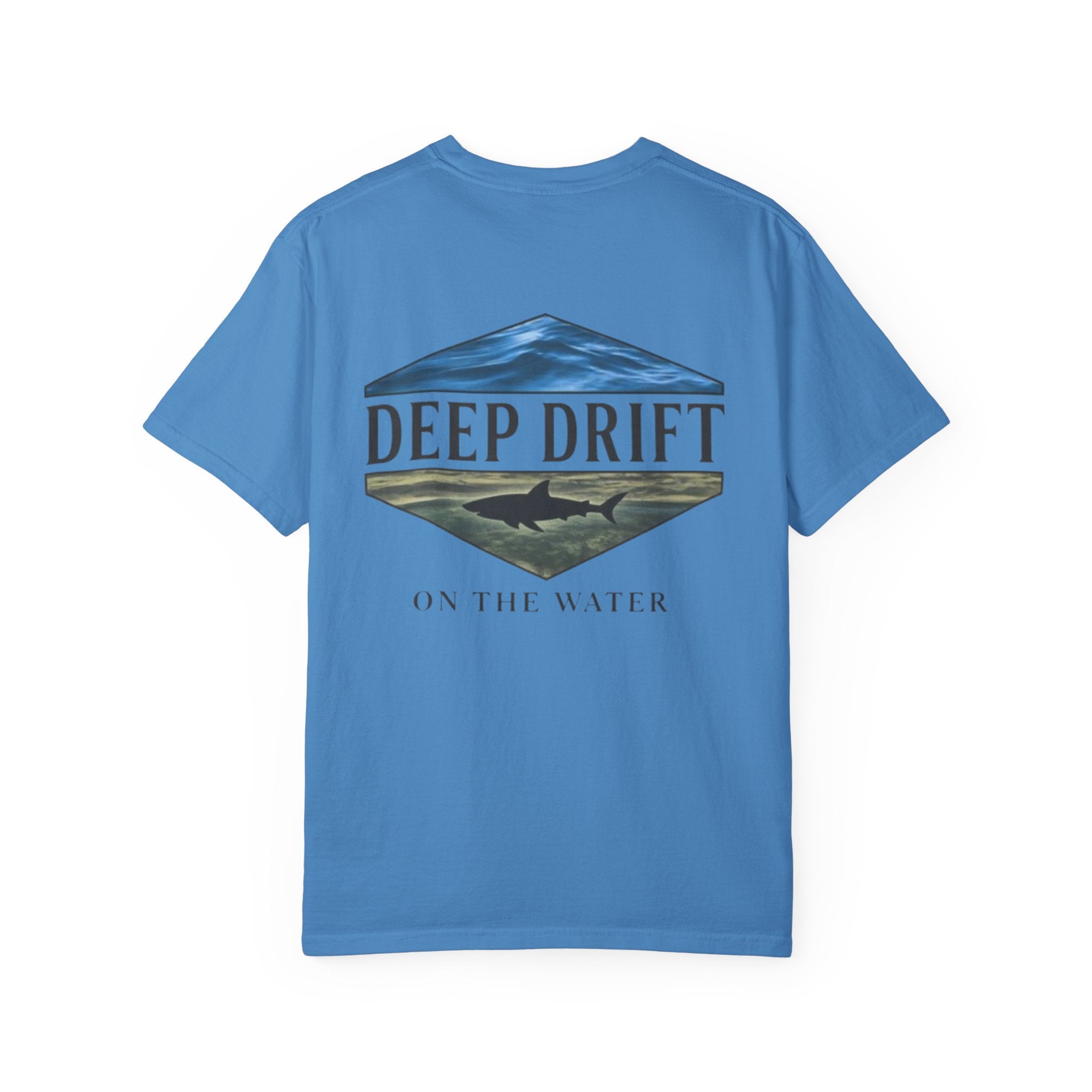 Shark Tee — "Deep Drift on the Water" Fishing Graphicishing Tee for Angler Lovers, Shark Lovers, Ocean Tee