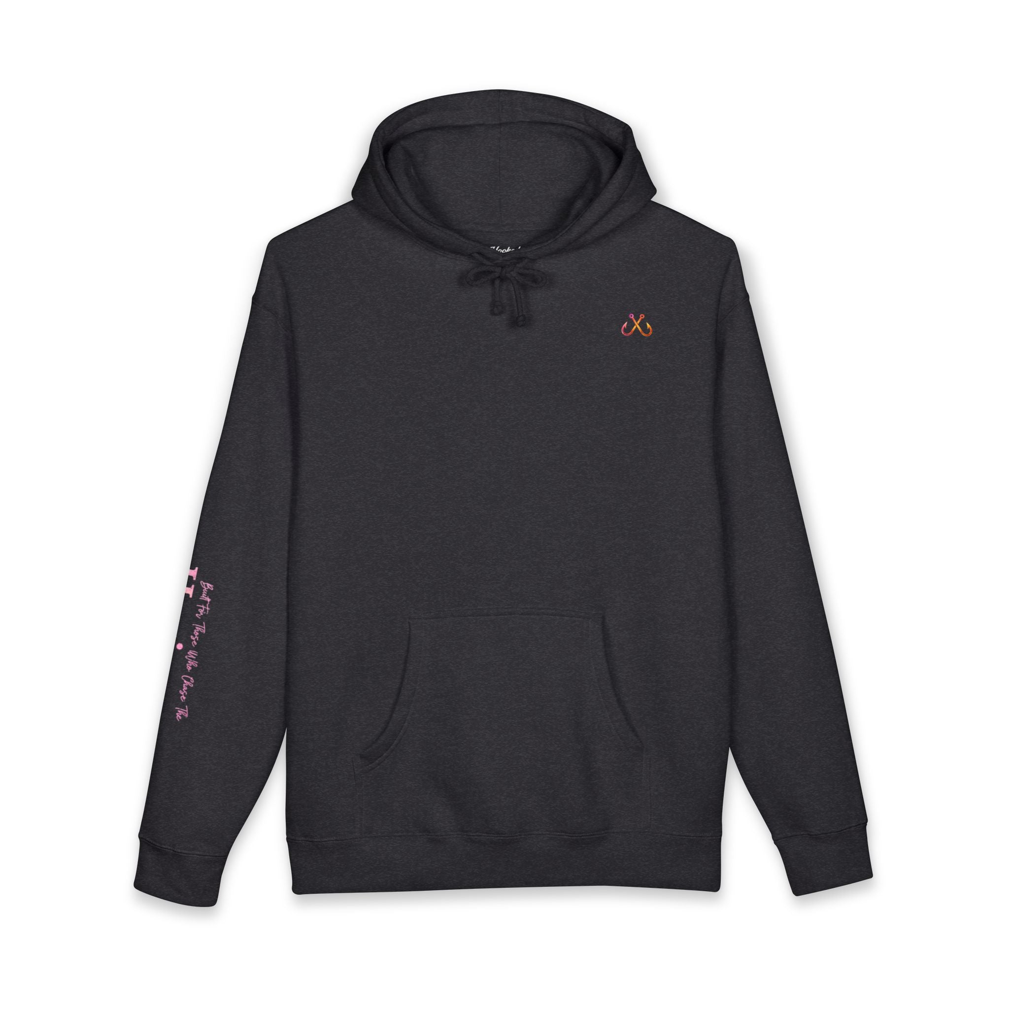Pink & Orange Chasing Legends Not Trends Hoodie Hooked Horizon Co. — Minimal Skeletal Fish Back Graphic Hoodie, Multiple Color Variations