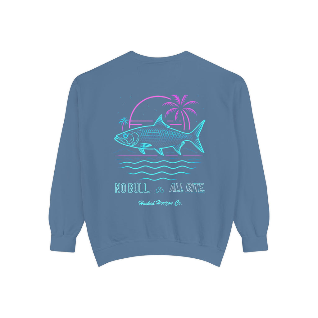 Vintage vibes Neon Tarpon Sweatshirt– Hooked Horizon Co. Ocean apparel, Gifts for Him & Her, Ocean Conservation, Soft Unisex Garment-Dyed Sweatshirt
