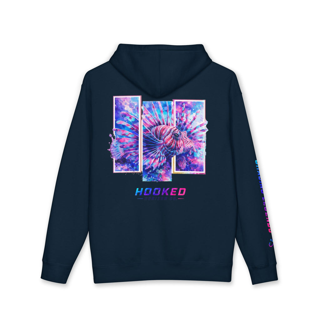 Lion Fish Hoodie Hooked Horizon Co. — Fishing Back Graphic Hoodie, Multiple Color Variations