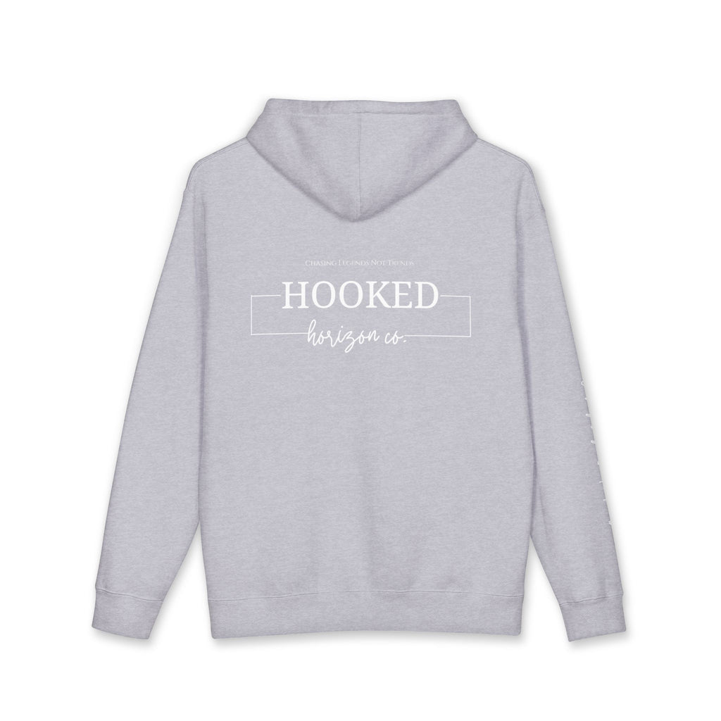 Chasing Legends Not Trends Hoodie Hooked Horizon Co. — Minimal Fishing Back Graphic Hoodie, Multiple Color Variations