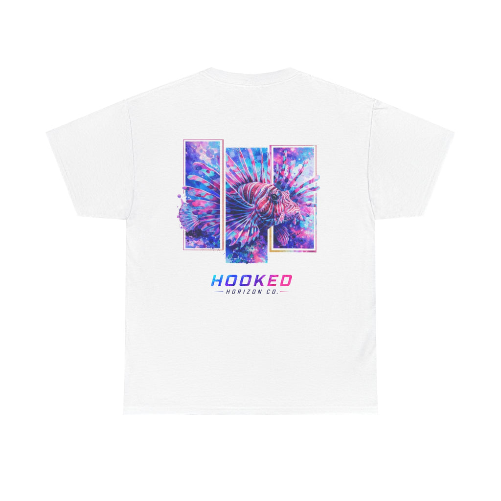 Lion Fish Hooked Horizon Co Tee—Ocean Graphic Tee — "Beloved" Ray Design