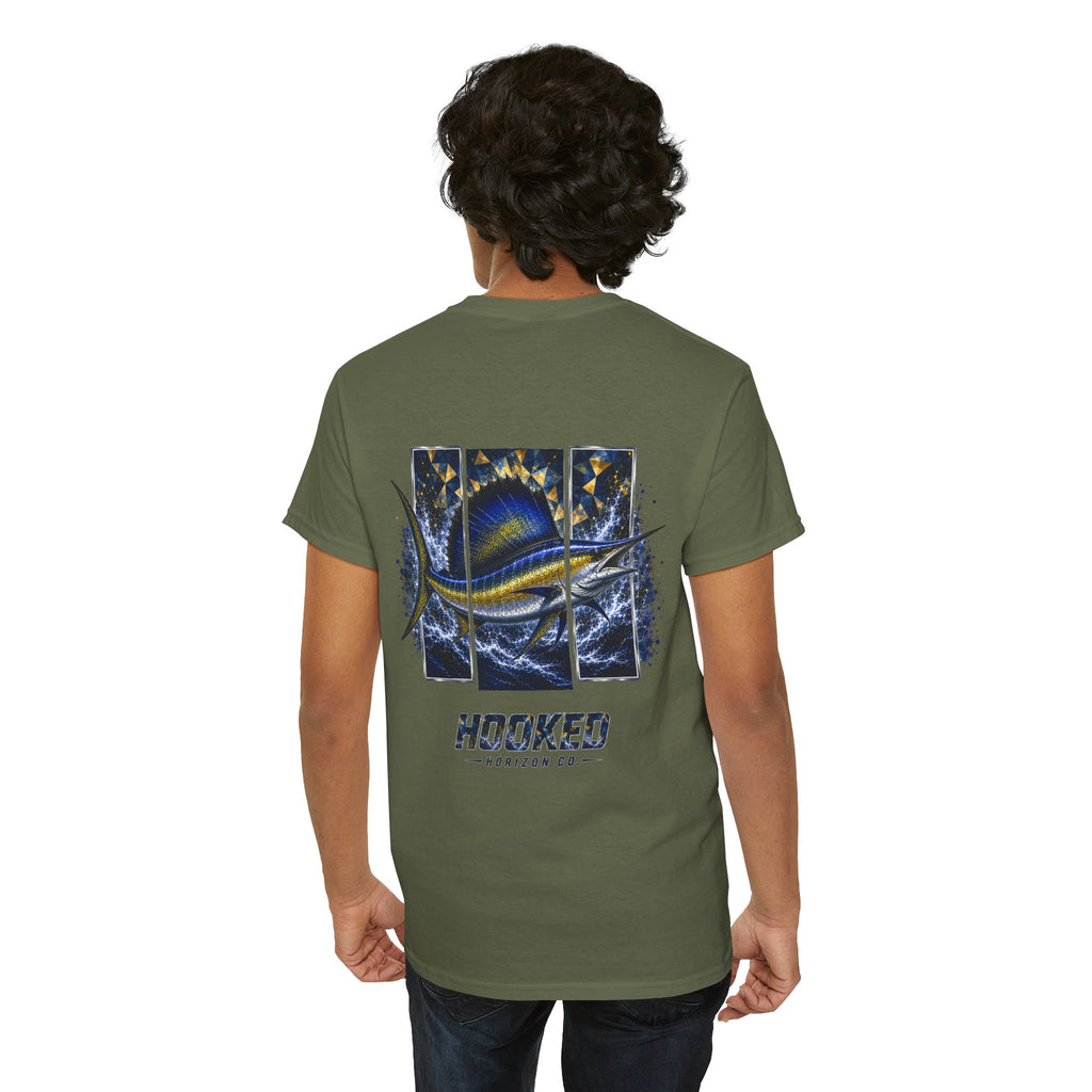 Sail Fish Hooked Horizon Co Tee—Ocean Graphic Tee — "Beloved" Ray Design
