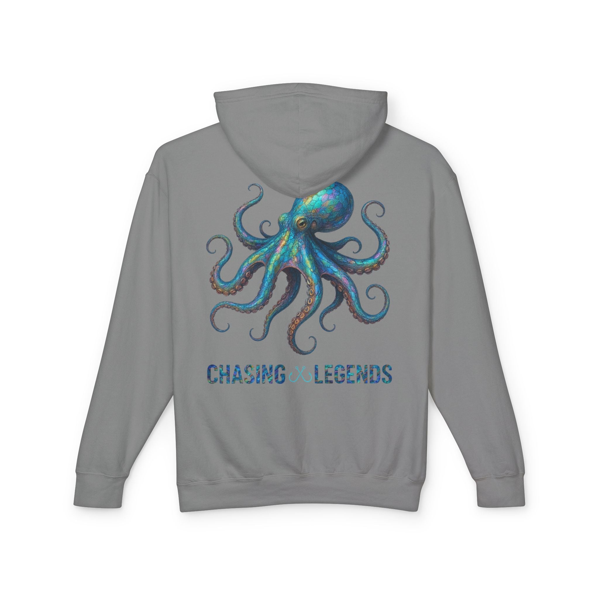 Chasing Legends Octopus Hoodie — Hooked Horizon Co Unisex Lightweight Hoodie with Deep Drift Design | Perfect for Fishermen, Beach Lovers, Casual Outings, Gift for Him/Her, Nautical Style,  Ocean Lover Gifts