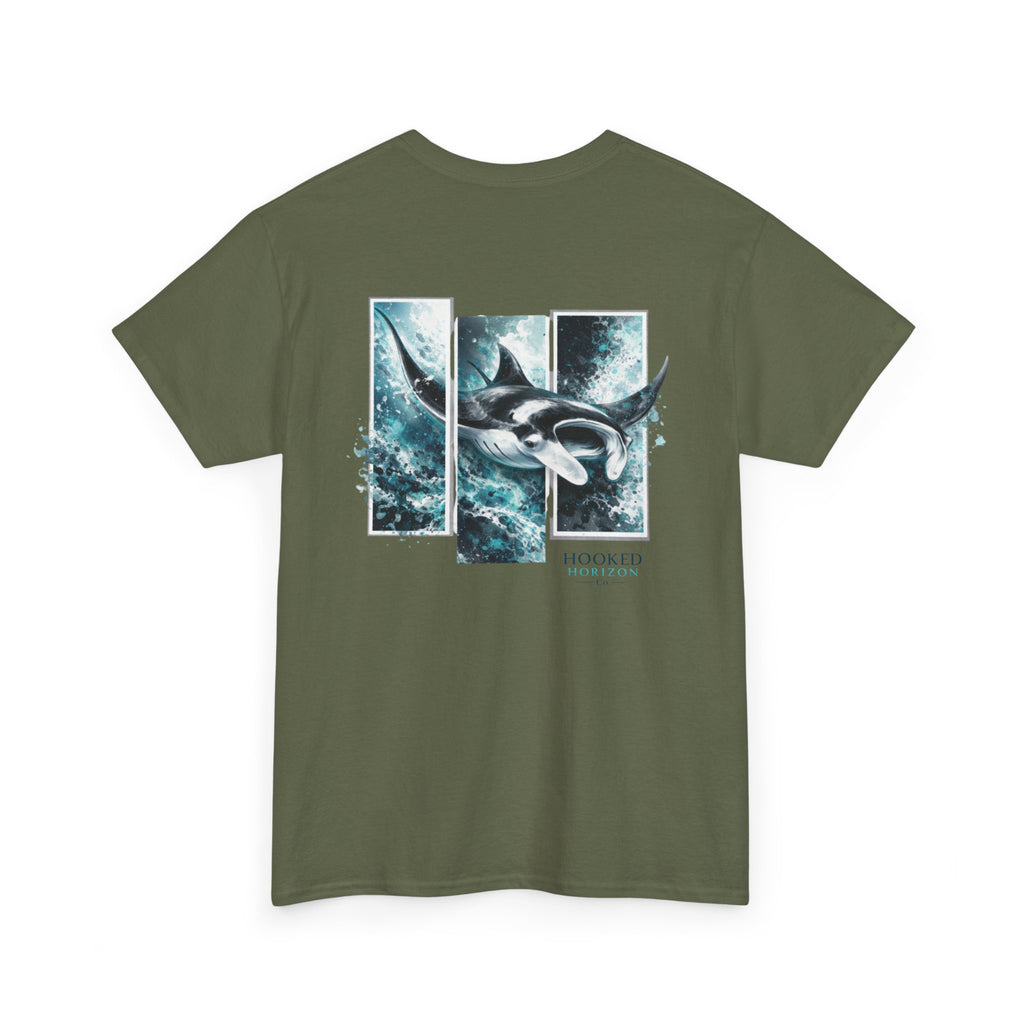 Manta Ray Hooked Horizon Co Tee—Ocean Graphic Tee — "Beloved" Ray Design