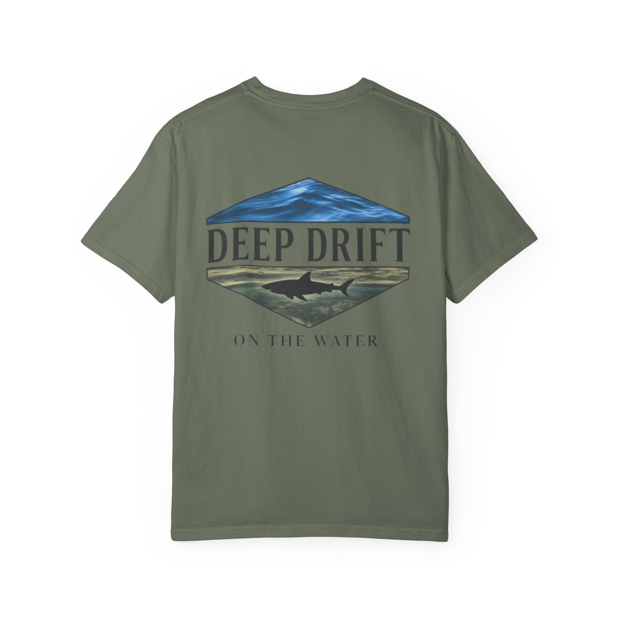 Shark Tee — "Deep Drift on the Water" Fishing Graphicishing Tee for Angler Lovers, Shark Lovers, Ocean Tee