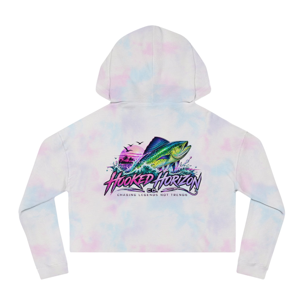 Mahi Color Cropped Hoodie — Hooked Horizon Fishing Graphic