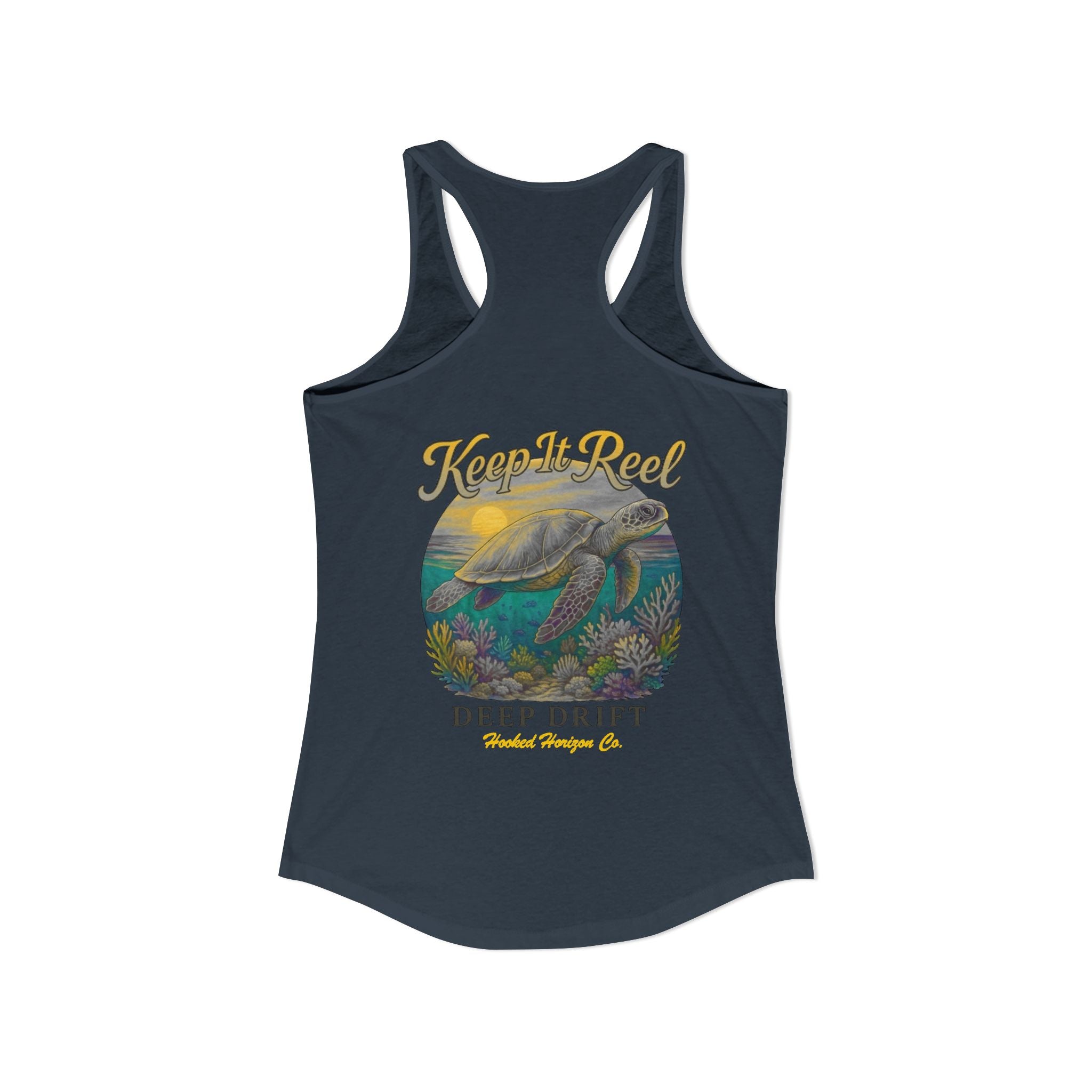 Turtle " Keep It Reel" Deep Drift– Hooked Horizon Co. Gifts for Ocean Lovers, Nautical Fashion, Everyday Comfort, Perfect Gift for Her