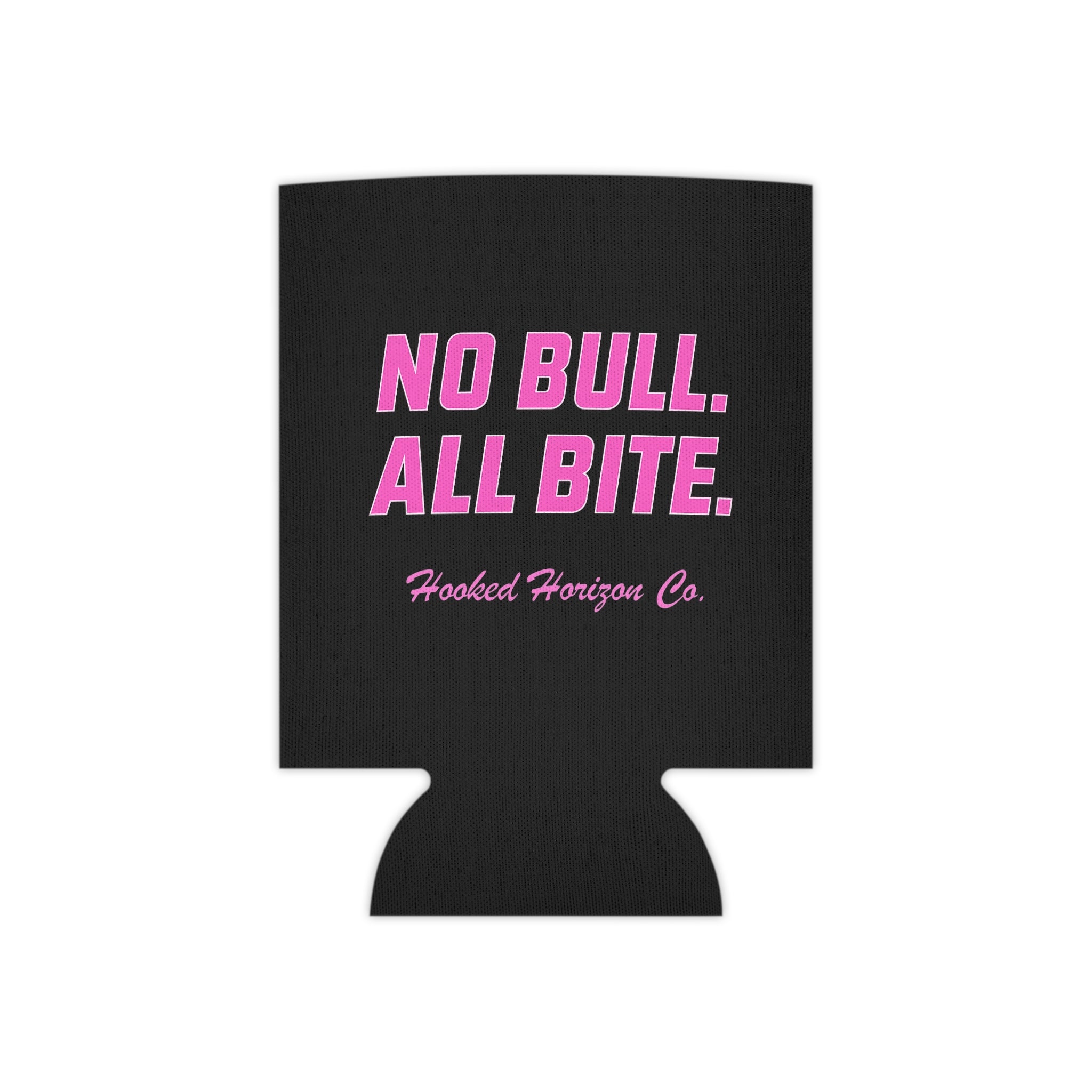 Pink No Bull All Bite Can Cooler Coozie — Hooked Horizon Co. Fishing Wave Koozie