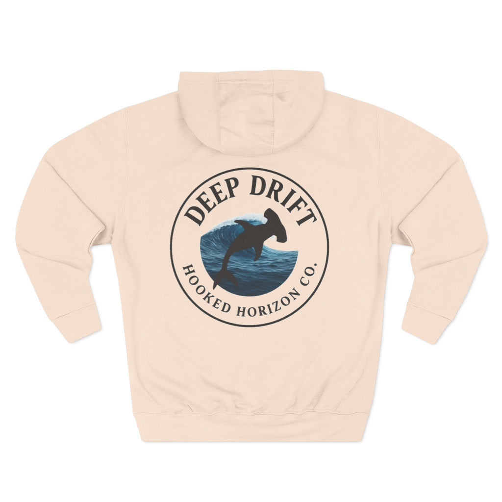 Hammer Head Shark Deep Drift– Hooked Horizon Co. Unisex Zip Hoodie for Ocean Lovers, Nautical Fashion, Cool Weather Gear, Everyday Comfort, Perfect Gift