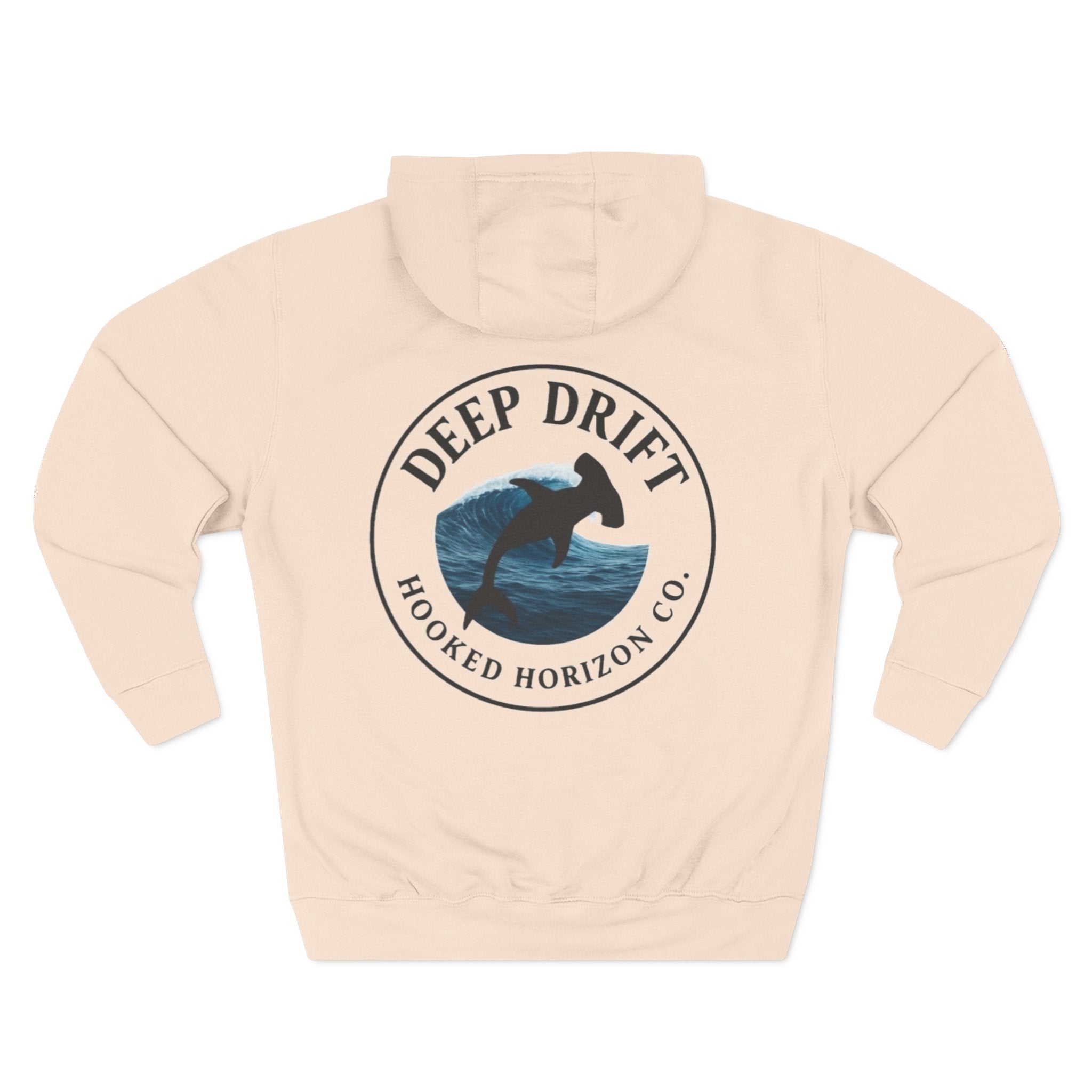 Hammer Head Shark Deep Drift– Hooked Horizon Co. Unisex Zip Hoodie for Ocean Lovers, Nautical Fashion, Cool Weather Gear, Everyday Comfort, Perfect Gift