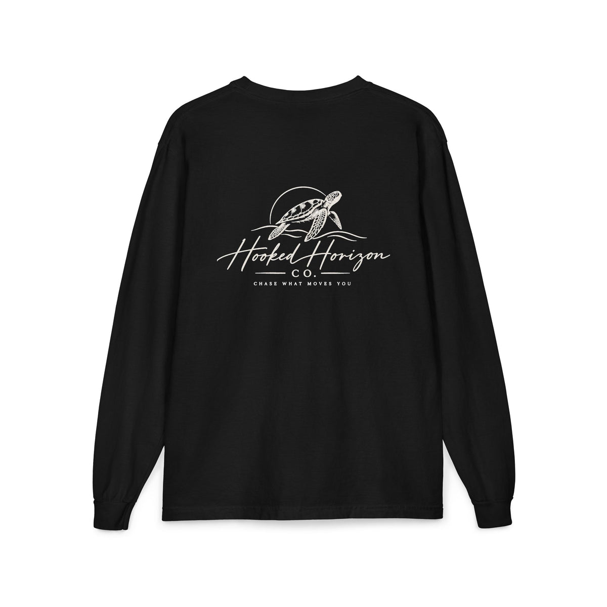 Turtle Hooked Horizon Co. – " Chase What Moves You "Unisex Long Sleeve Pocket T-Shirt