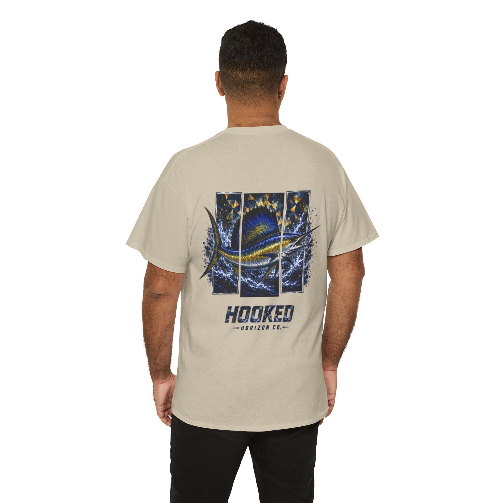 Sail Fish Hooked Horizon Co Tee—Ocean Graphic Tee — "Beloved" Ray Design