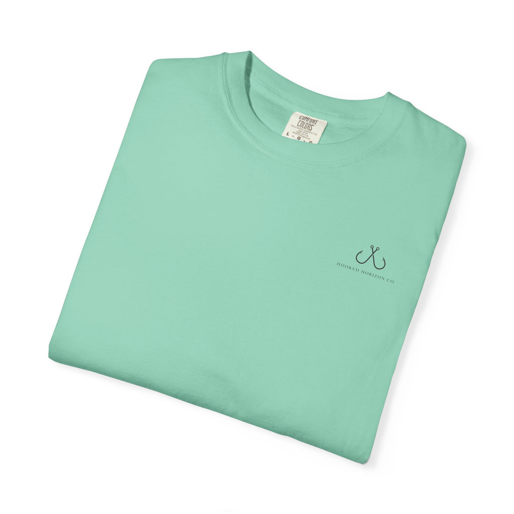 Deep Drift Fishing T-Shirt - Green & Blue Fishing Tee for Angler Lovers, Hammer Head Shark, Ocean Tee