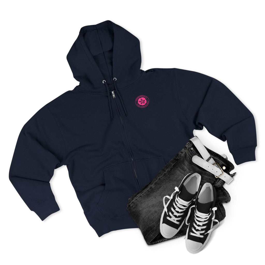 Pink Sand Dollar Tropical Flower Logo— Hooked Horizon Co. Zip-Up Hoodie