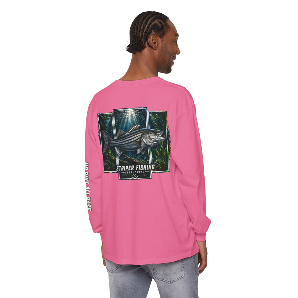 Saltwater Sea Striper Fishing Long Sleeve T-Shirt, Ocean Adventure Apparel, Boat Trip Shirt, Coastal Style, Gift for Fishermen