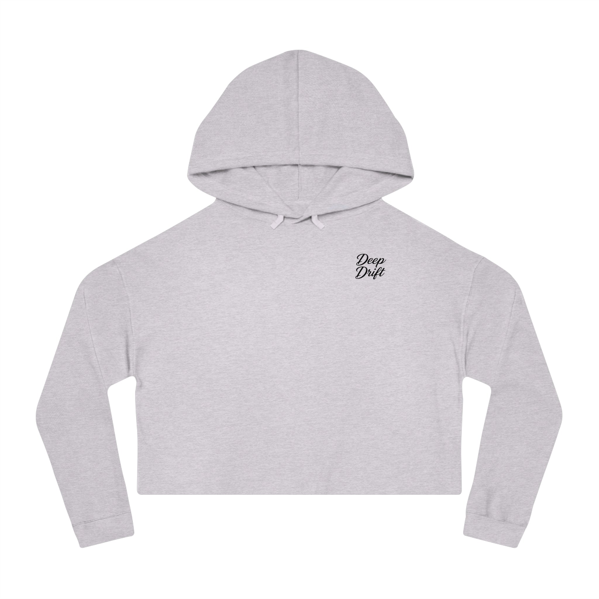 Pink & Red Hammer Head Shark Cropped Hoodie - "Deep Drift" Fishing Logo Cropped Hooded Sweatshirt