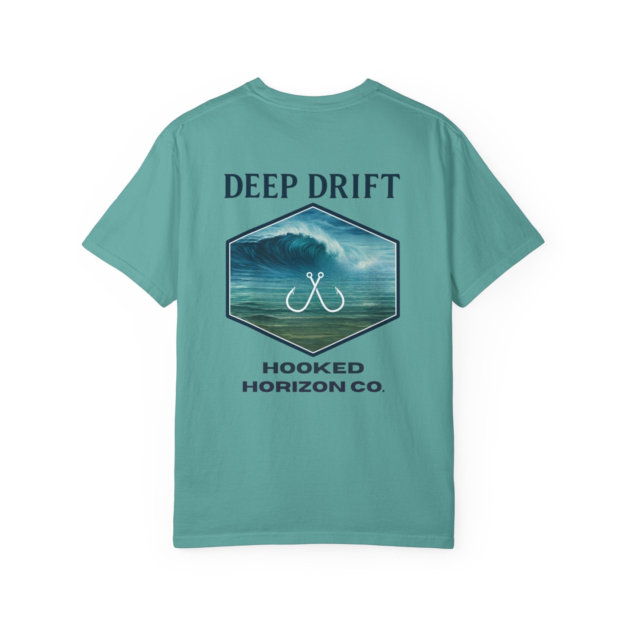 Deep Drift Wave Break Fishing T-Shirt - Ocean-inspired Fishing Tee for Angler Lovers, Hooked Horizon Co. Tee