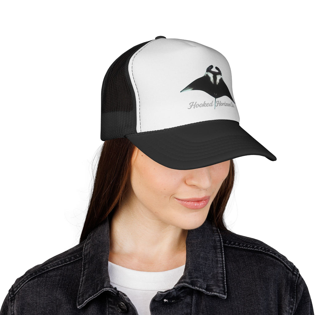 Giant Manta Ray Trucker Cap — 'Chasing Legends' Fishing Hooks Logo
