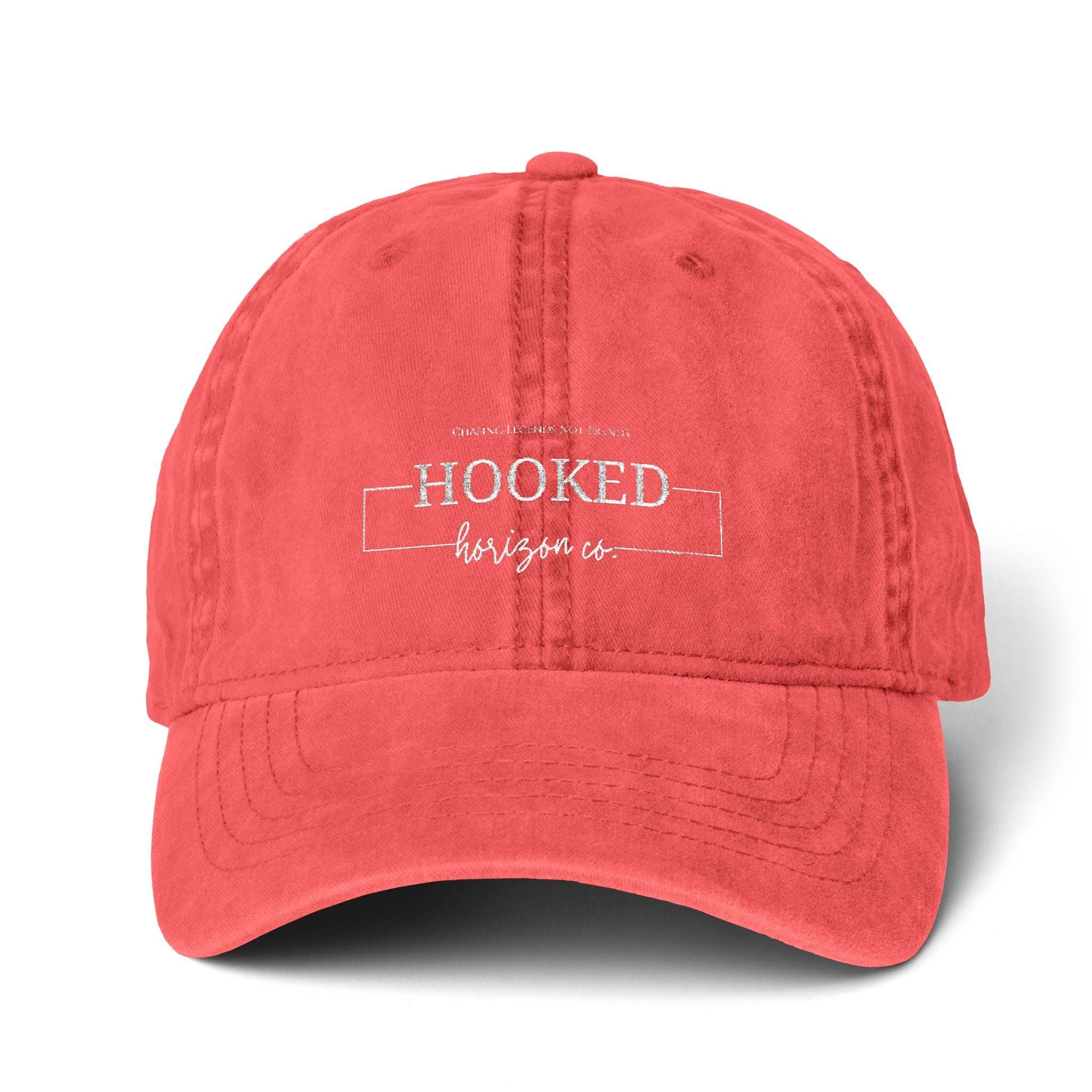 Chasing Legends Not Trends — Hooked Horizon Co. Women's Pigment-Dyed Cap with Fashion Undervisor (Embroidery), Multiple Color/ Lining Variations