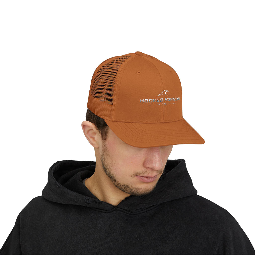 Wave Hooked Horizon Trucker Cap — Embroidered Fishing Snapback