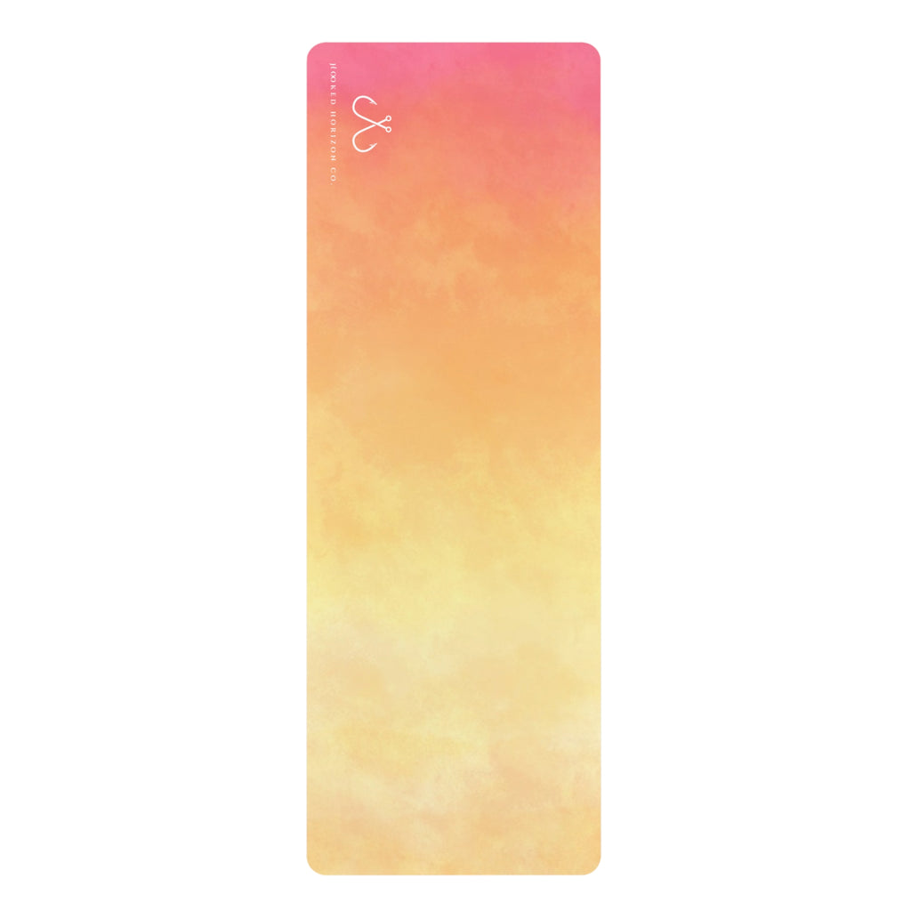 Pink To Orange Ocean-Inspired Rubber Yoga Mat for Mindfulness, Fitness, Eco-Friendly Exercise, Home Workouts, Gift for Yogis