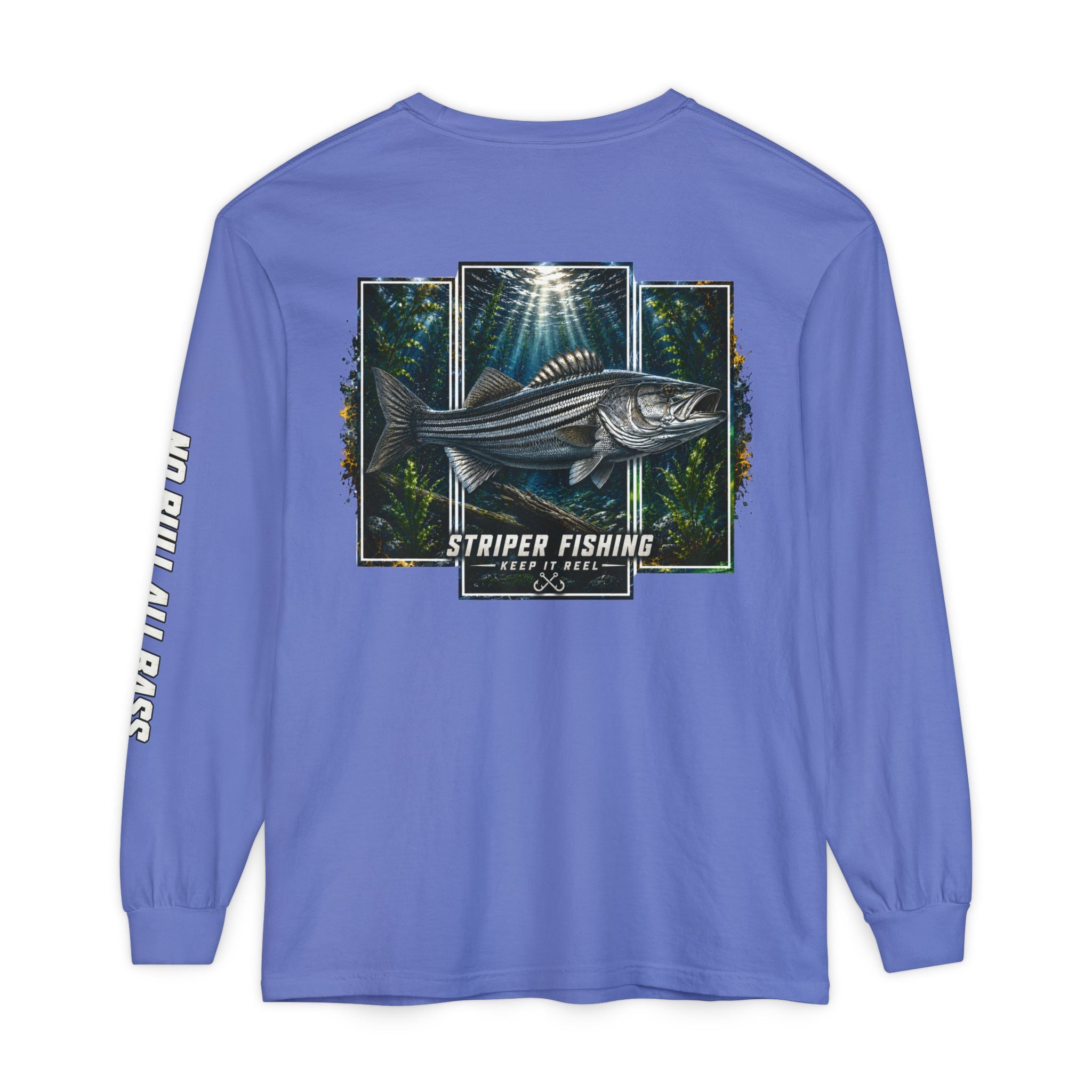 Saltwater Sea Striper Fishing Long Sleeve T-Shirt, Ocean Adventure Apparel, Boat Trip Shirt, Coastal Style, Gift for Fishermen