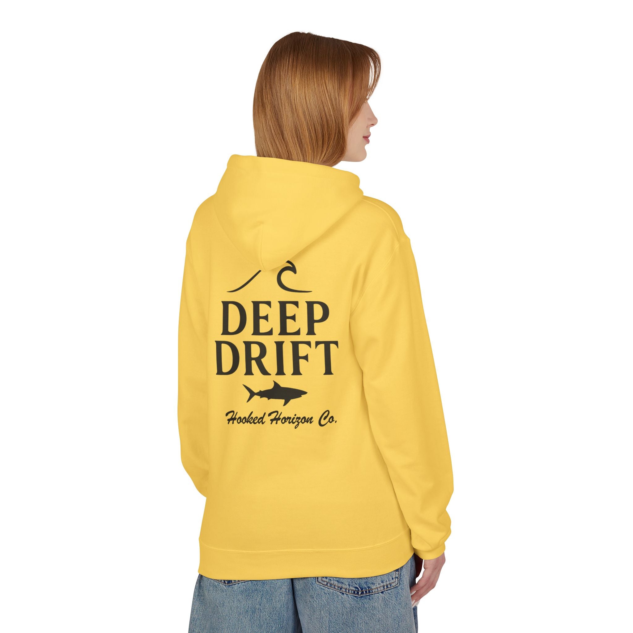 Deep Drift Wave & Shark Fishing Hoodie — Hooked Horizon Co. Pullover, Multiple Color Variations