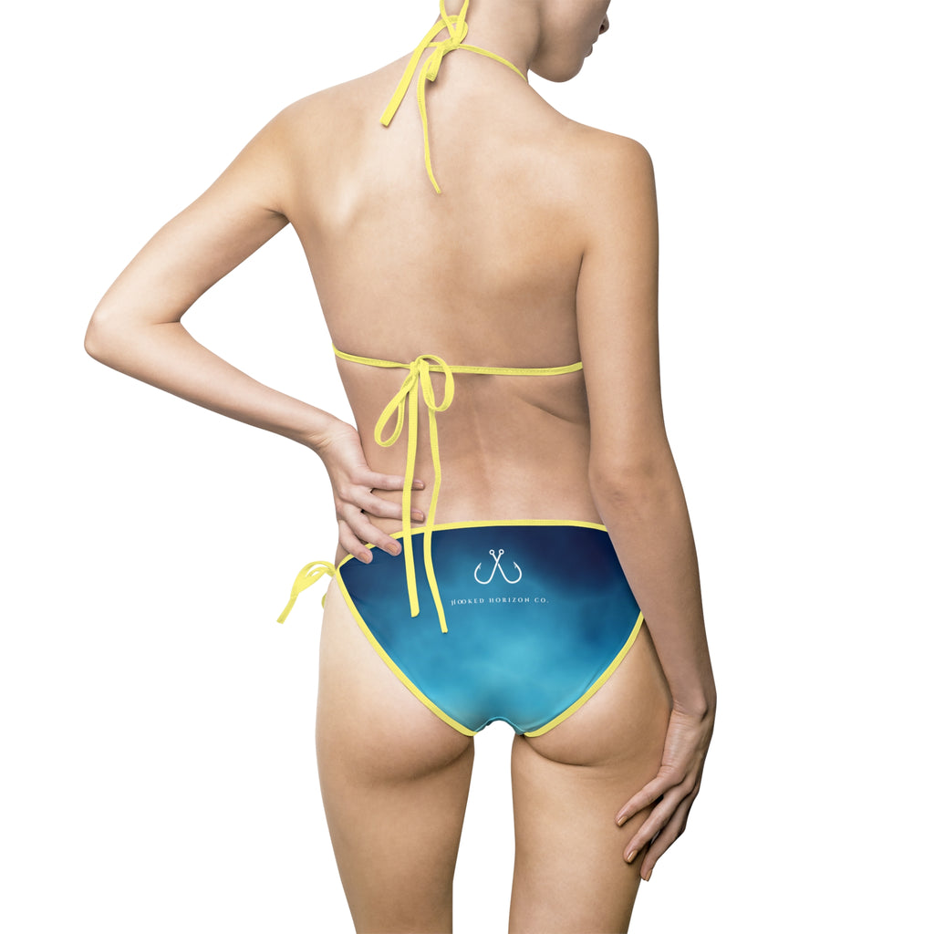 Dark To Light Blue Ombre Bikini – Hooked Horizon Co. Swimsuit, Summer Beachwear, Swimwear for Vacations, Pool Parties, Tropical Getaways, Custom Strap Colors – Multiple Variations