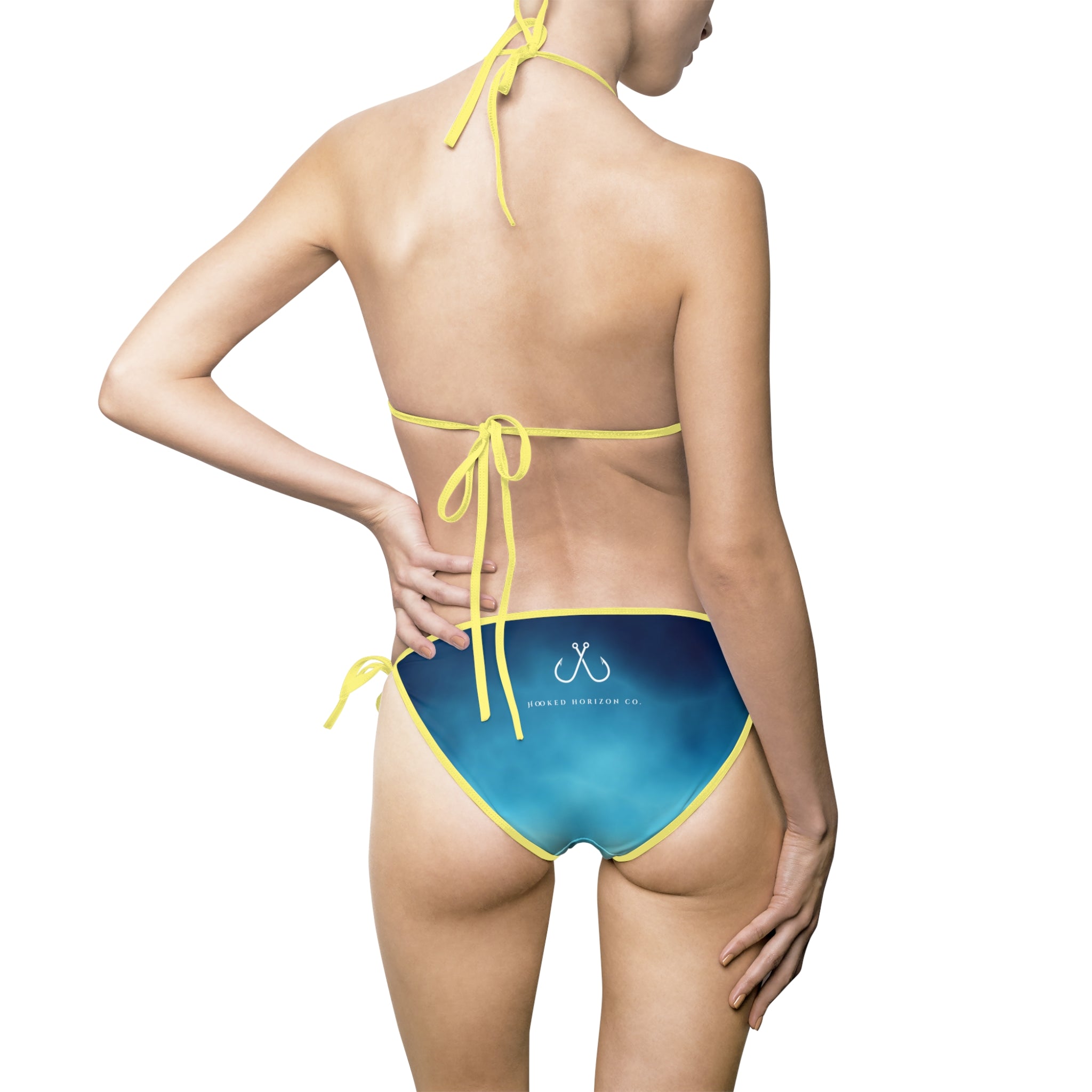 Dark To Light Blue Ombre Bikini – Hooked Horizon Co. Swimsuit, Summer Beachwear, Swimwear for Vacations, Pool Parties, Tropical Getaways, Custom Strap Colors – Multiple Variations