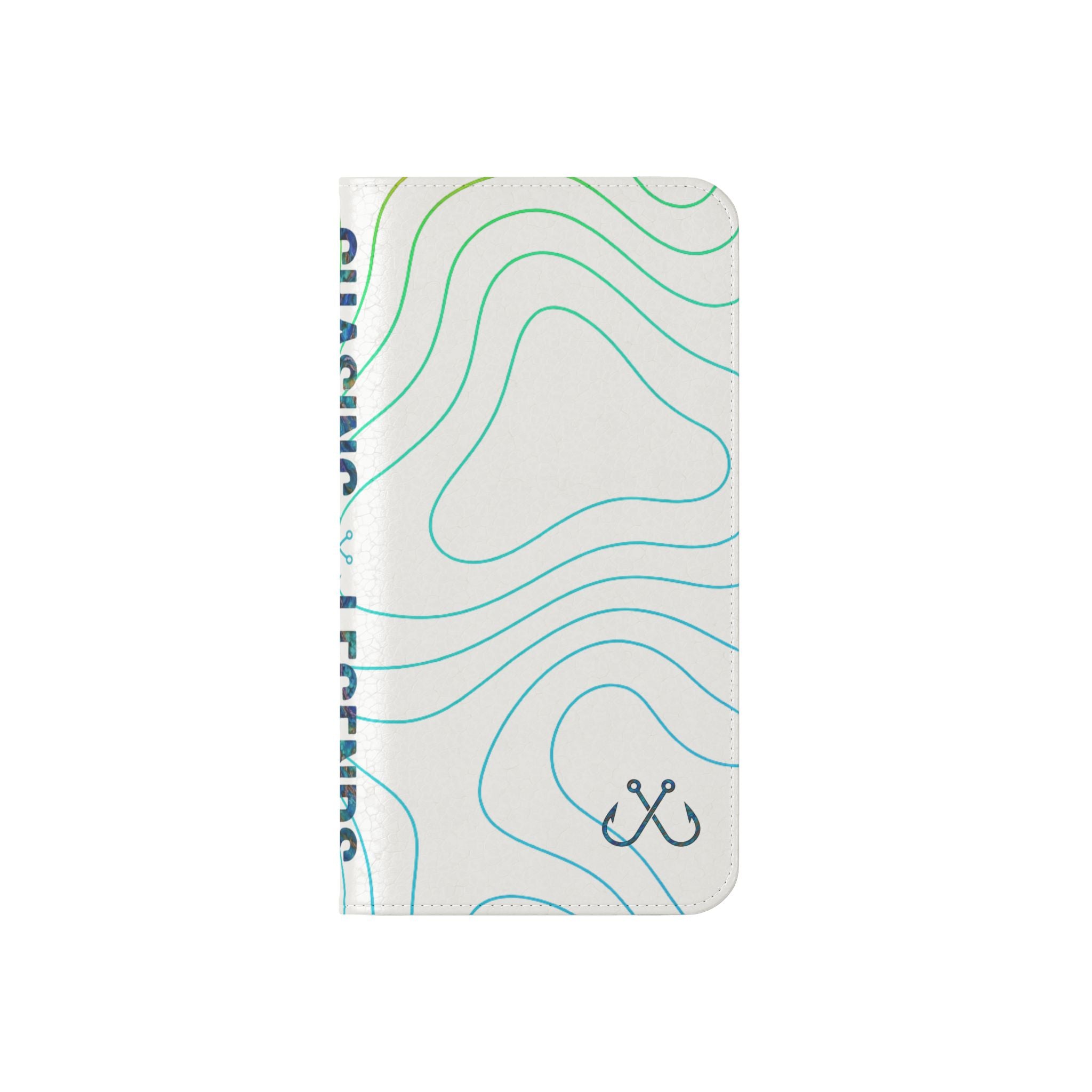 Ocean Topography Waves Flip Phone Case — Turquoise Water Pattern Wallet Cover
