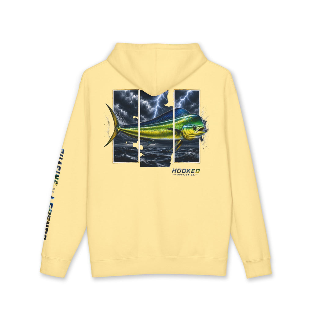 Mahi Mahi Hoodie Hooked Horizon Co. — Fishing Back Graphic Hoodie, Multiple Color Variations