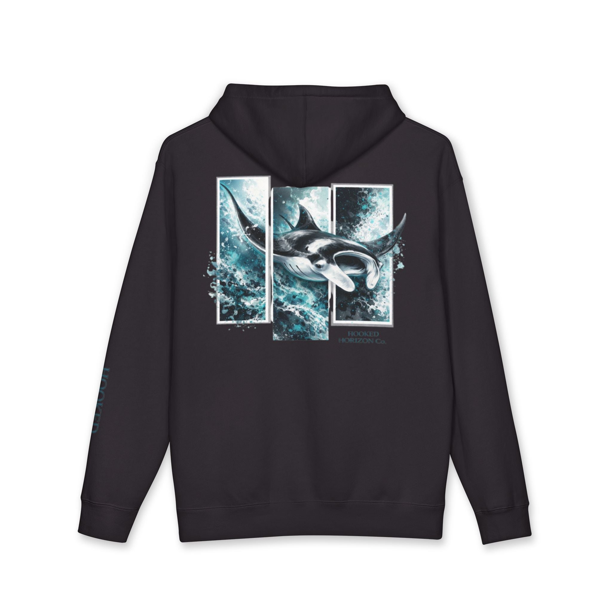 Manta Ray Hoodie Hooked Horizon Co. — Fishing Back Graphic Hoodie, Multiple Color Variations