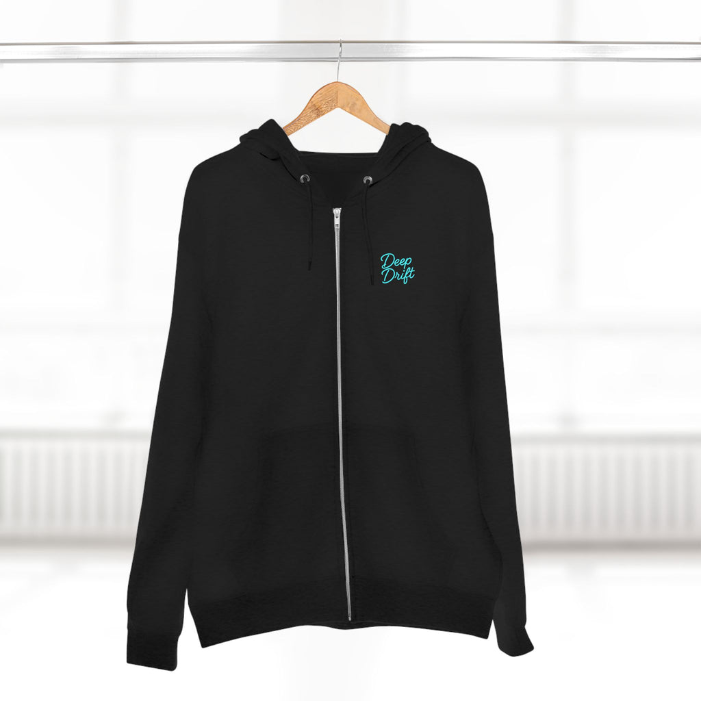 Wave & Sun Deep Drift– "Hooked By The Sea" Hooked Horizon Co. Unisex Zip Hoodie for Ocean Lovers, Nautical Fashion, Cool Weather Gear, Everyday Comfort, Perfect Gift