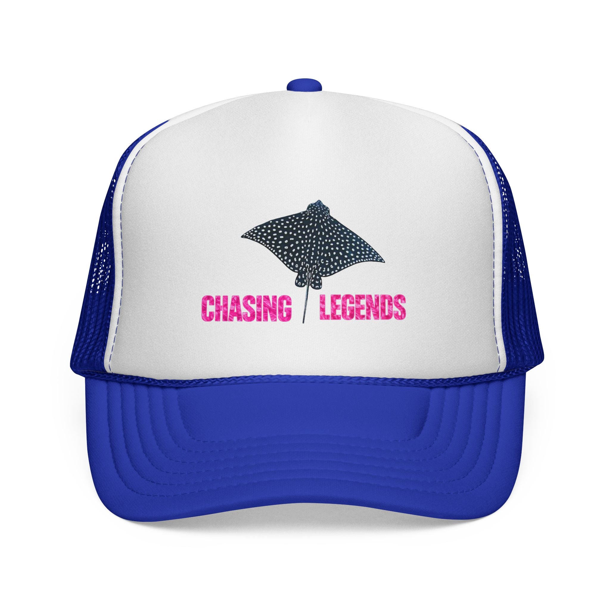 Spotted Ray Neon Pink Chasing Legends Trucker Cap — Fishing & Beach Hat