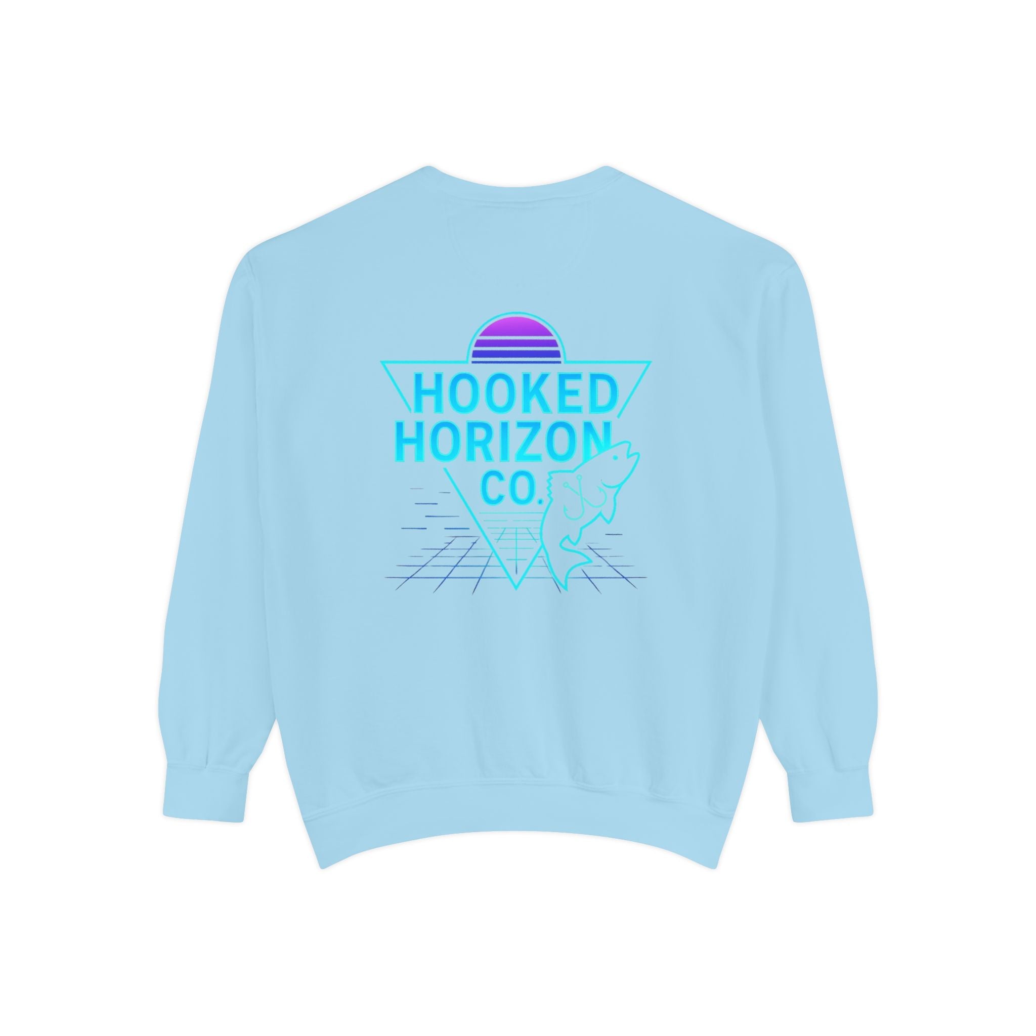 Vintage Vibes Grid Sweatshirt — "Hooked Horizon Co." Logo Pullover