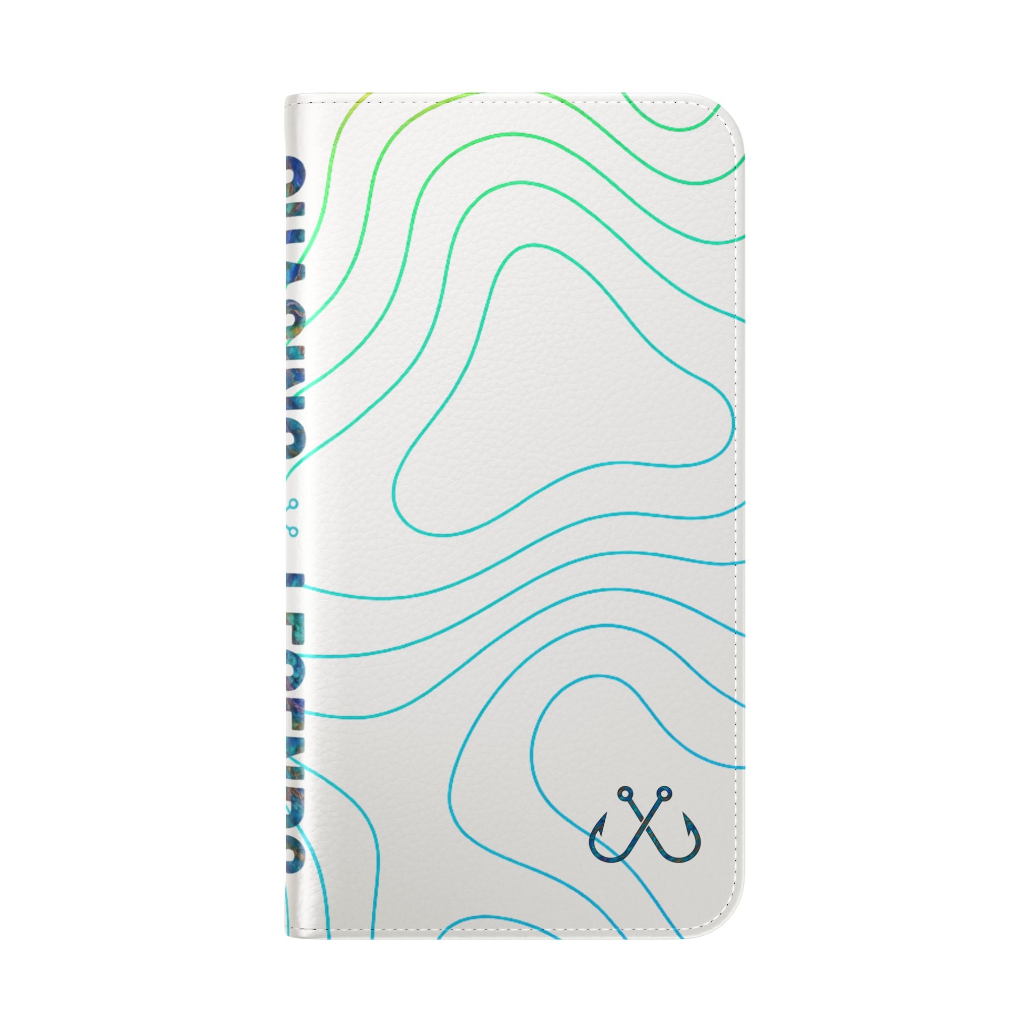 Ocean Topography Waves Flip Phone Case — Turquoise Water Pattern Wallet Cover