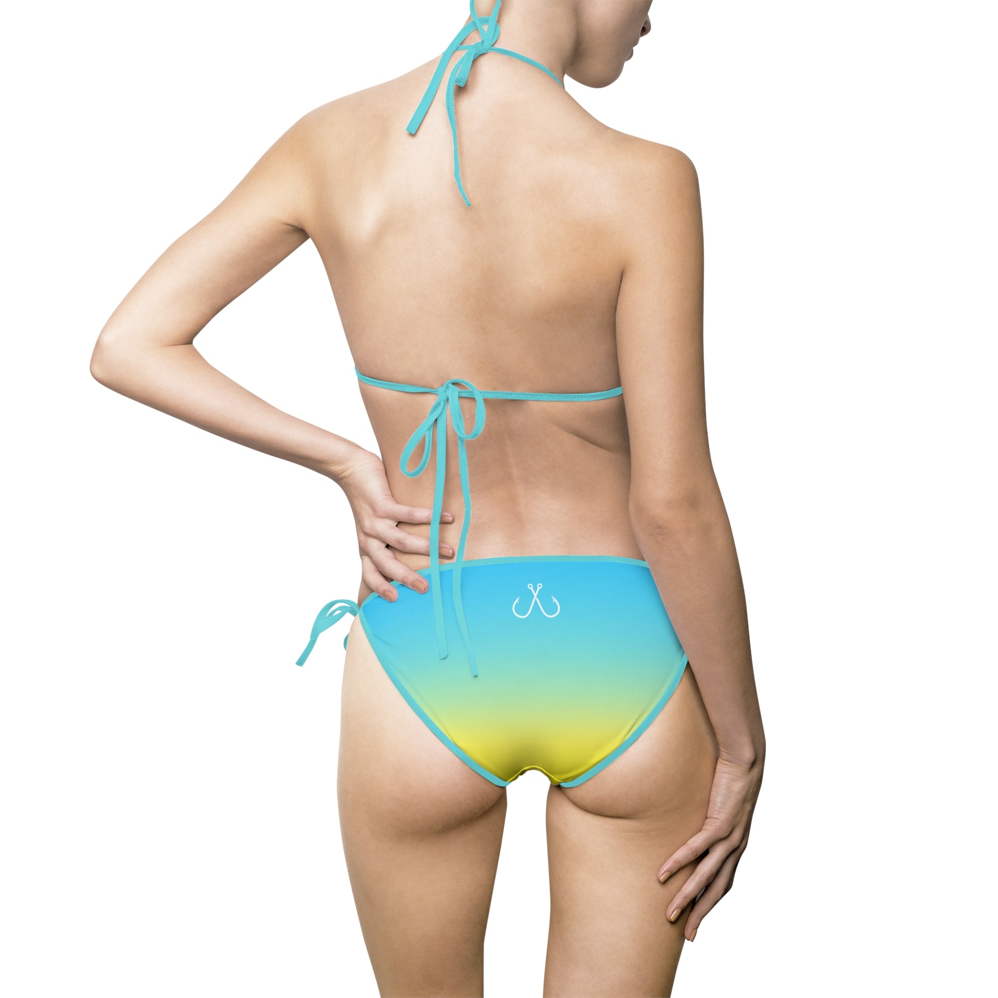 Blue to Yellow Ombre Bikini —  Hooked Horizon Co. Swimsuit, Summer Beachwear, Swimwear for Vacations, Pool Parties, Tropical Getaways, Custom Strap Colors – Multiple Variations