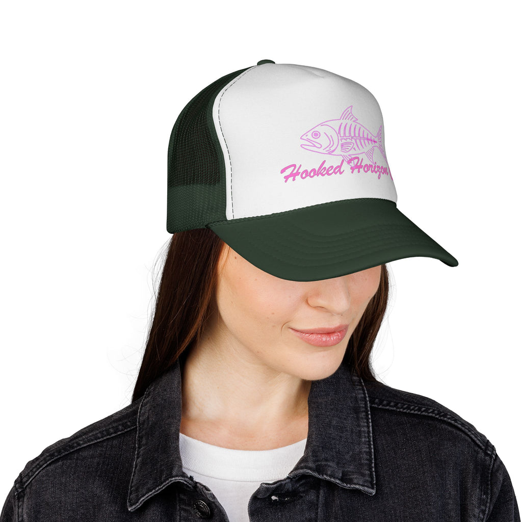 Pink Fish Bone Trucker Cap — Fishing & Beach Hat